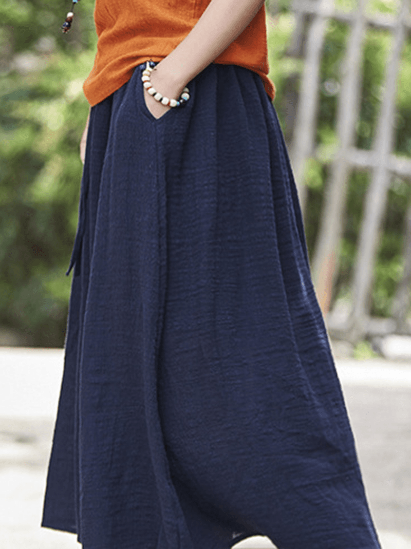  Women Casual Solid Color Cotton Linen Skirts - Skirts - DYAVOR® 