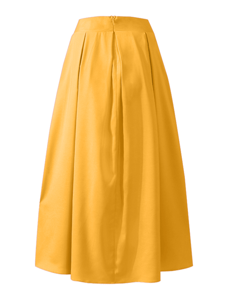  Women Solid Color High Waist Big Swing Zipper Casual Loose Long Skirt with Pocket - Skirts - DYAVOR® 