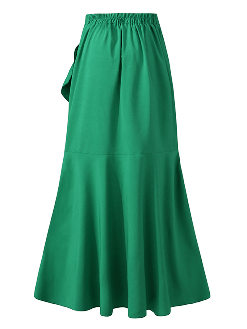  Women's Solid Color High Waist Ruffle High Low Hem Swing Maxi Skirts for Fashionable Style - Skirts - DYAVOR® 