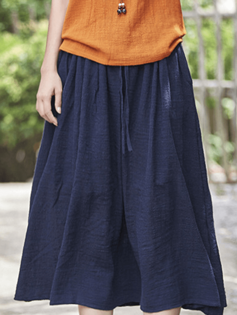  Women Casual Solid Color Cotton Linen Skirts - Skirts - DYAVOR® 