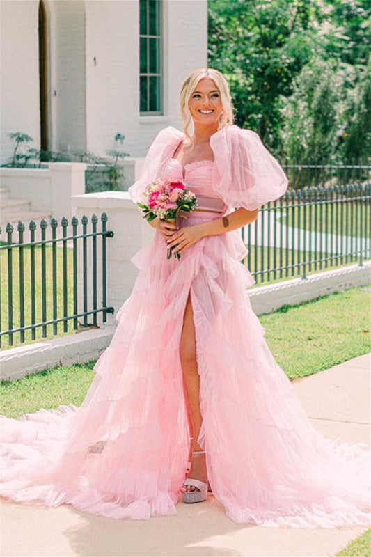  Rosalina |A Line Tow-Piece Tulle Prom Dress with Slit - Prom Dress - DYAVOR® 
