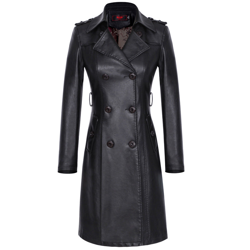  Leather Trench Coat Slim Fit - Coats & Jackets - DYAVOR® 