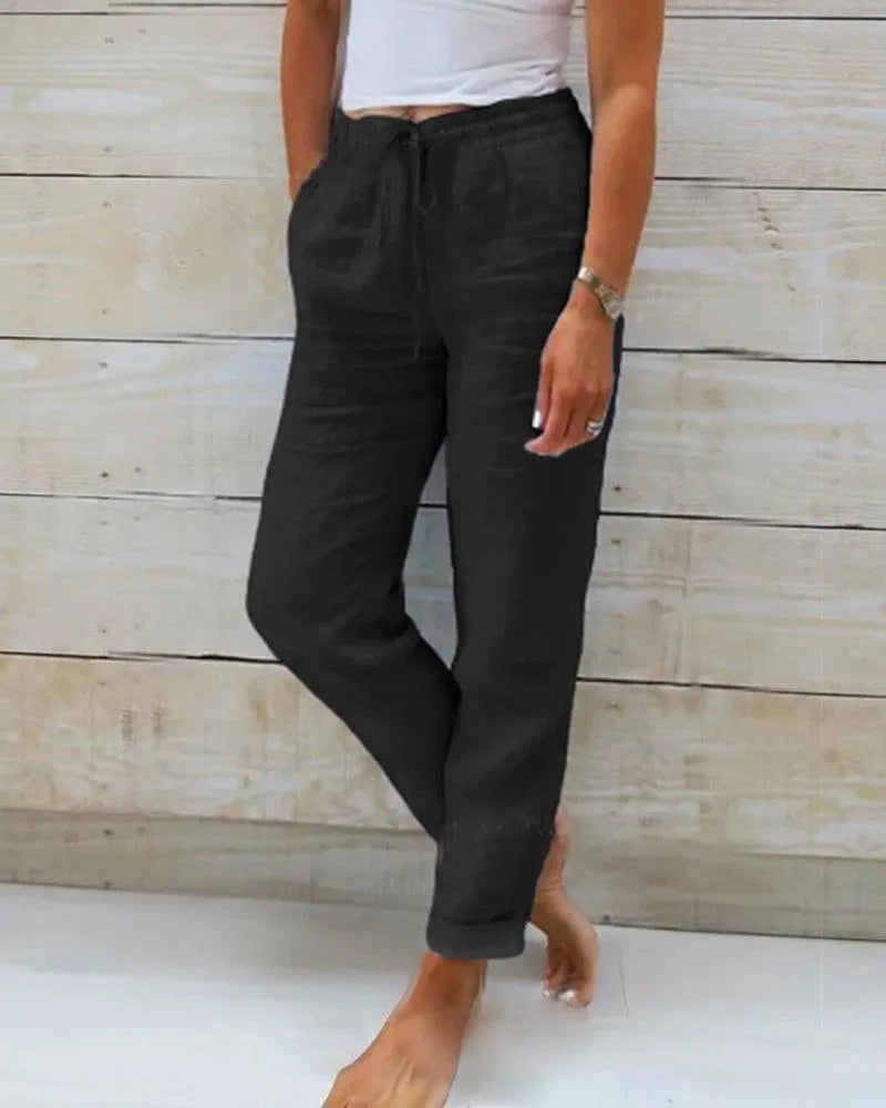  Linen Pants Ladies - Relaxed Style - Breathable Material - Ideal for Home and Informal Outing - 05/112024 1 - DYAVOR® 