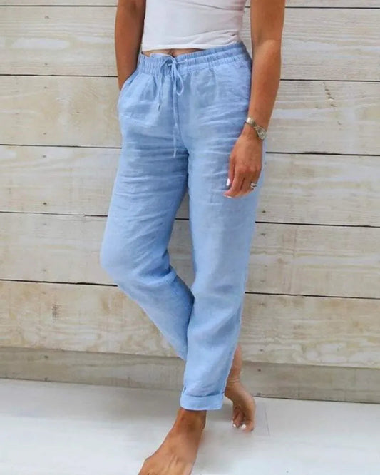  Linen Pants Ladies - Relaxed Style - Breathable Material - Ideal for Home and Informal Outing - 05/112024 1 - DYAVOR® 