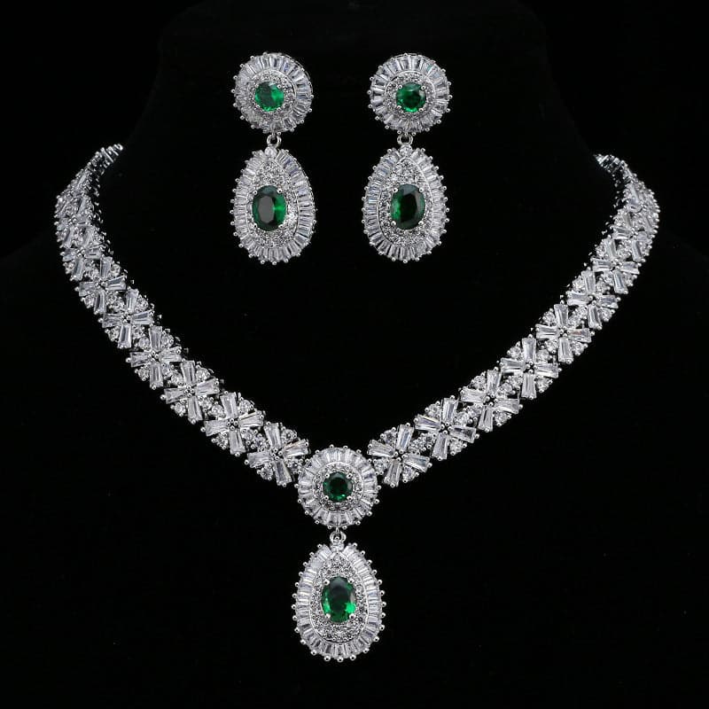 Luxurious Waterdrop Cubic Zirconia Earrings and Necklace Set MSN110821