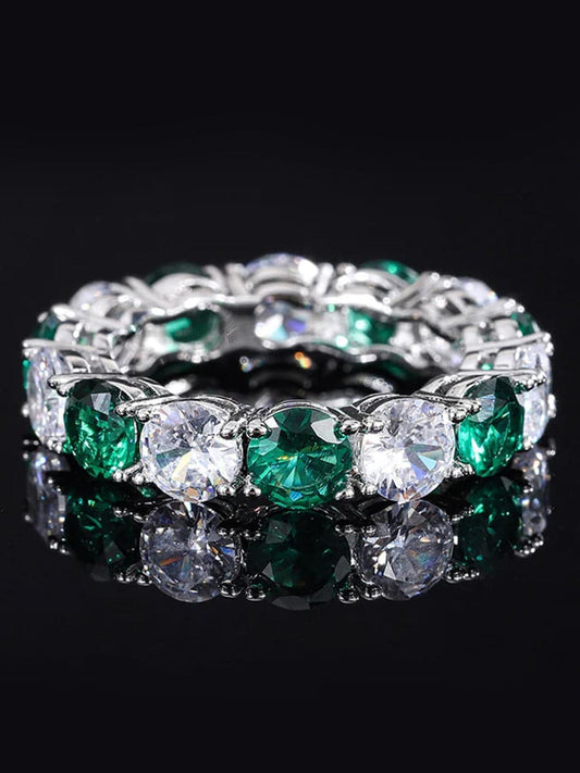  S925 Silver Synthetic Zircon Emerald Ring MSR110801 - Apparel & Accessories - DYAVOR® 