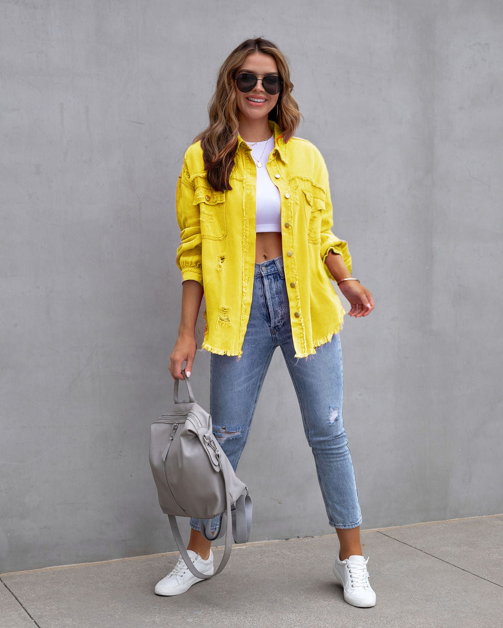  Ripped Denim Shirt Jacket - Shirts & Tops - DYAVOR® 
