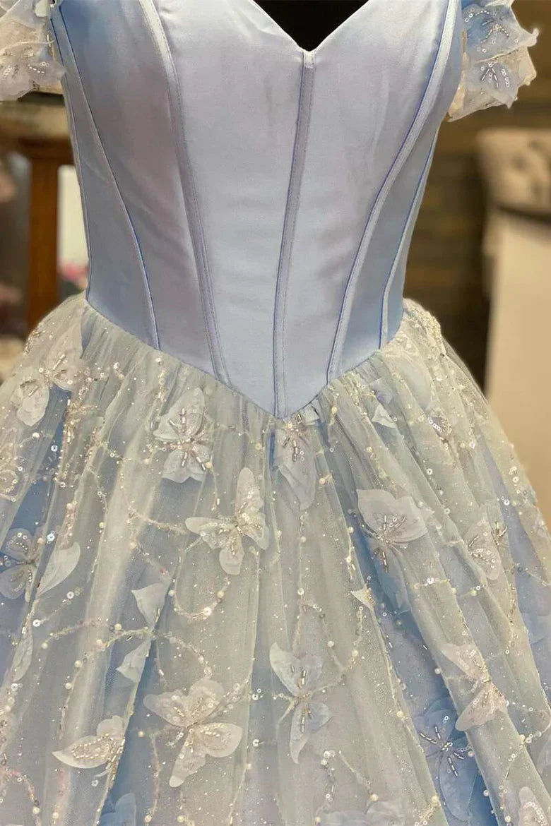  Anaya |A Line Off the Shoulder Satin Lace Prom Dress - Prom Dress - DYAVOR® 