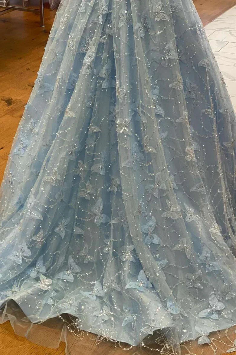  Anaya |A Line Off the Shoulder Satin Lace Prom Dress - Prom Dress - DYAVOR® 