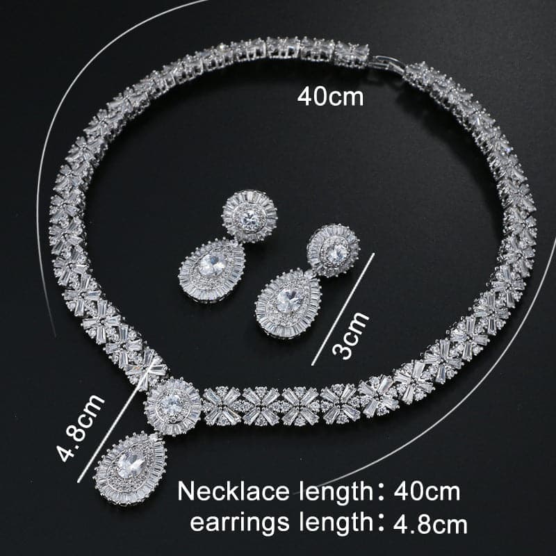 Luxurious Waterdrop Cubic Zirconia Earrings and Necklace Set MSN110821