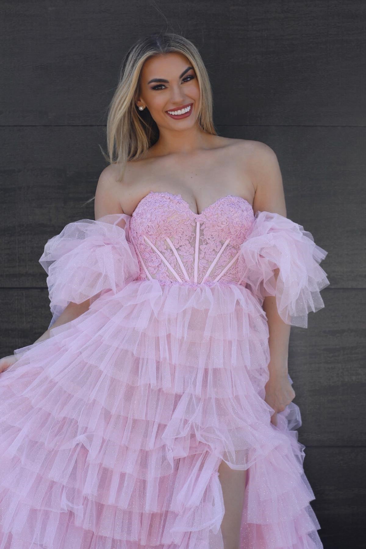  Lilian |A line Sweetheart Glitter Tulle Prom Dress with Slit - Prom Dress - DYAVOR® 
