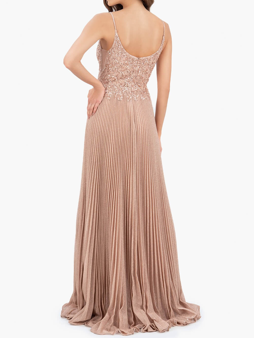  Elizabeth Rose Pink | A-line Floor Length Glitter Jersey Prom Dress with Appliques and Sequins - Prom Dresses - DYAVOR® 