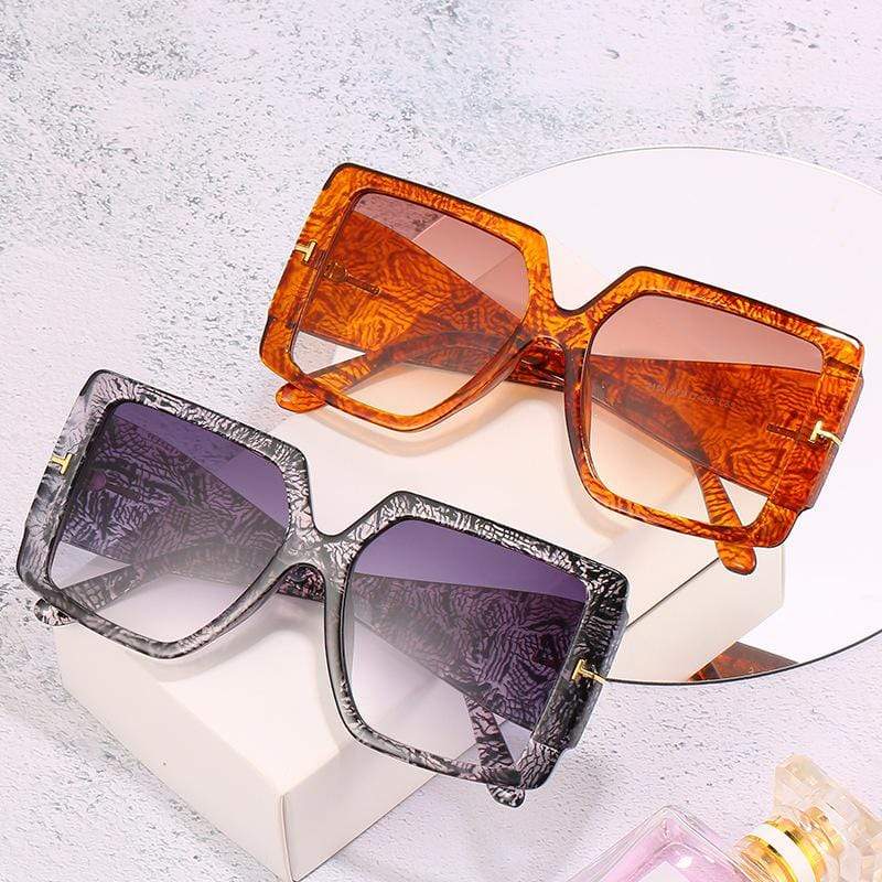 Classic Oversized Square Sunglasses  Leopard Sun Glasses Female Gradient Vintage Big Shades UV400