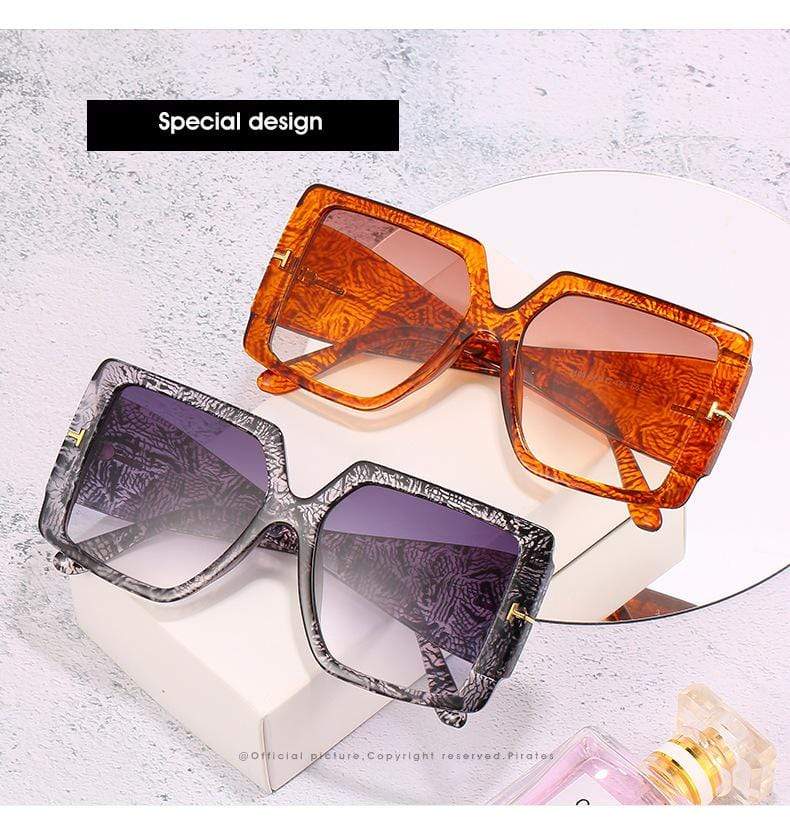 Classic Oversized Square Sunglasses  Leopard Sun Glasses Female Gradient Vintage Big Shades UV400