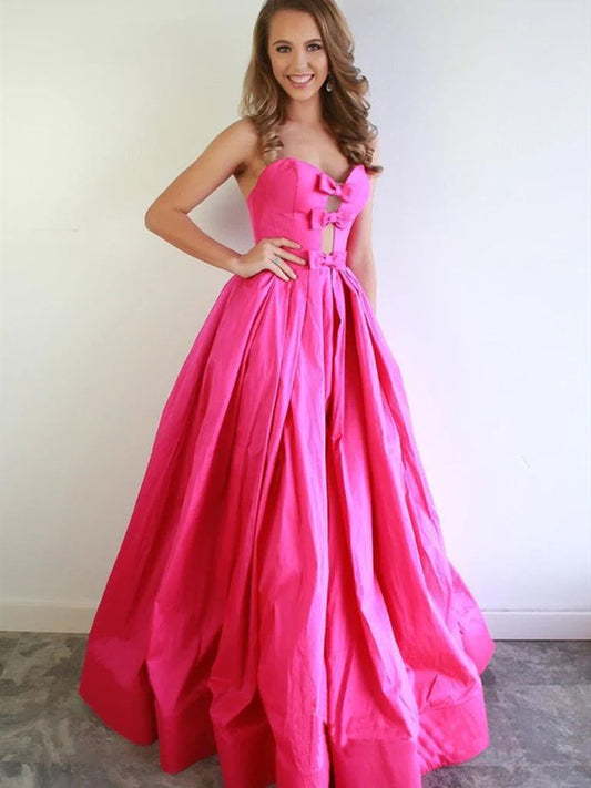  Sloane | Chic A-line Sweetheart Fuchsia Prom Dresses Satin Prom Dress Evening Dress - Prom Dress - DYAVOR® 