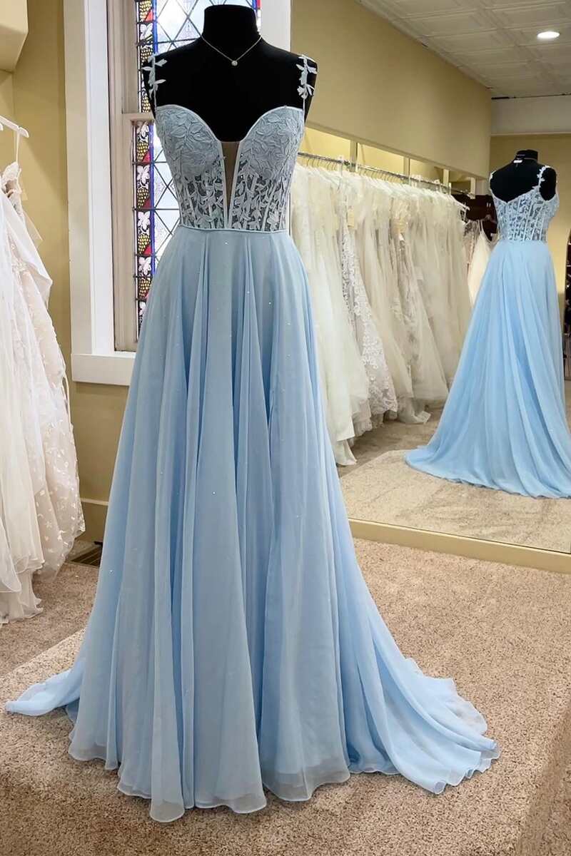  Periwinkle Off-the-Shoulder A-line Princess Prom Gown - Prom Dress - DYAVOR® 