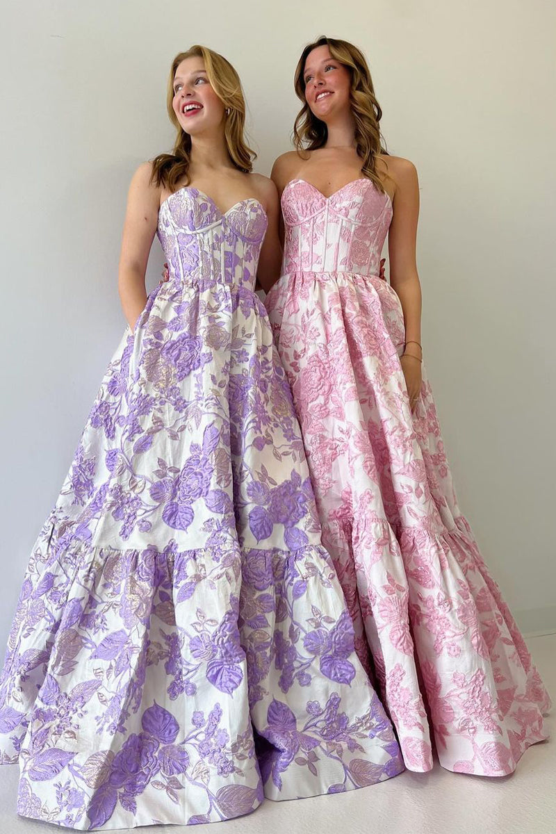  Delice | A-Line Sweetheart Floral Printed Long Prom Dresses - Prom Dress - DYAVOR® 