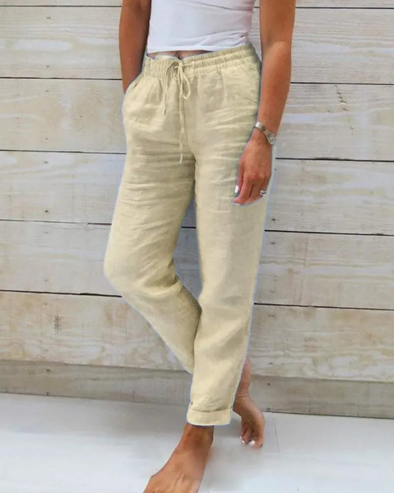  Linen Pants Ladies - Relaxed Style - Breathable Material - Ideal for Home and Informal Outing - 05/112024 1 - DYAVOR® 
