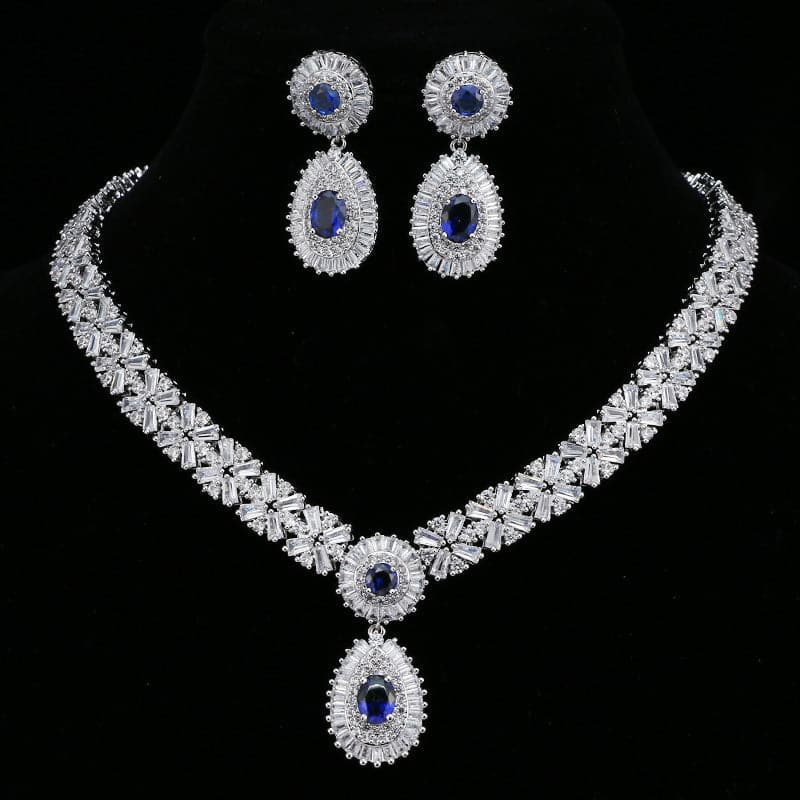 Luxurious Waterdrop Cubic Zirconia Earrings and Necklace Set MSN110821