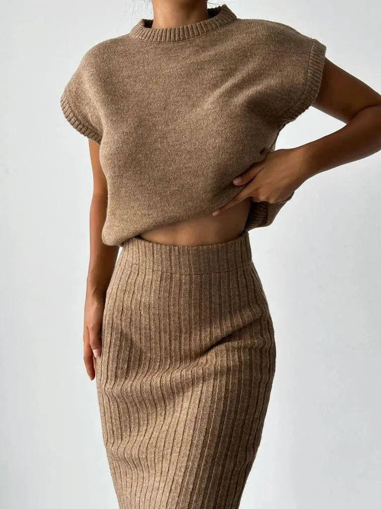  Trendy Knitted Crop Top and Skirt - 05/112024 1 - DYAVOR® 