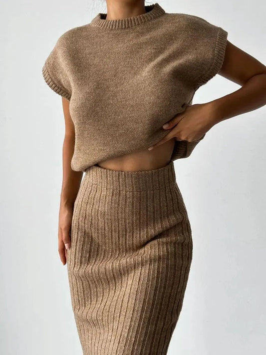  Trendy Knitted Crop Top and Skirt - 05/112024 1 - DYAVOR® 