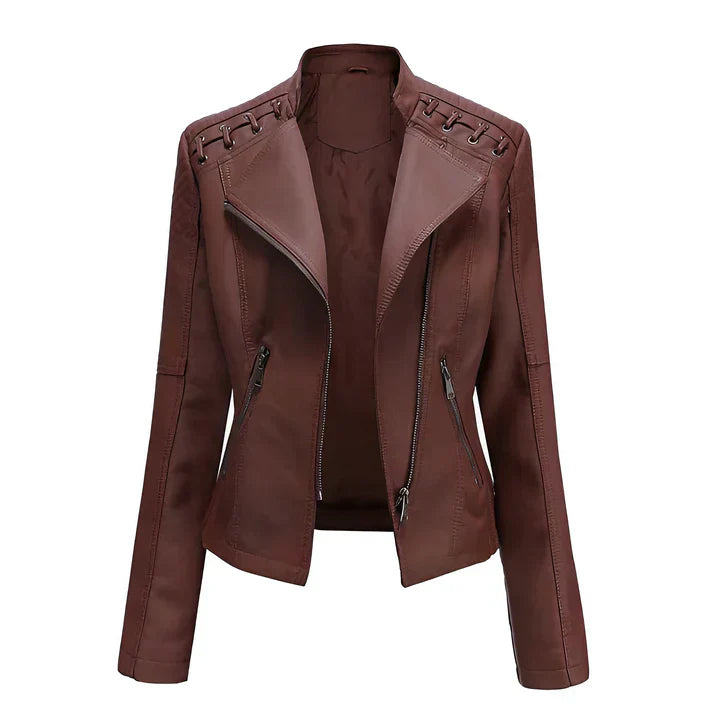  Arline - pu leather jacket with zipper -  - DYAVOR® 