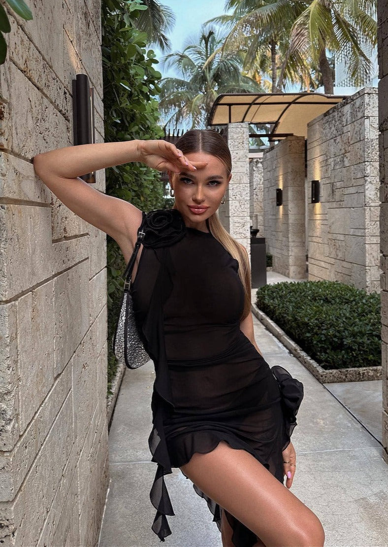  Ruffles Transparent Black Dress -  - DYAVOR® 