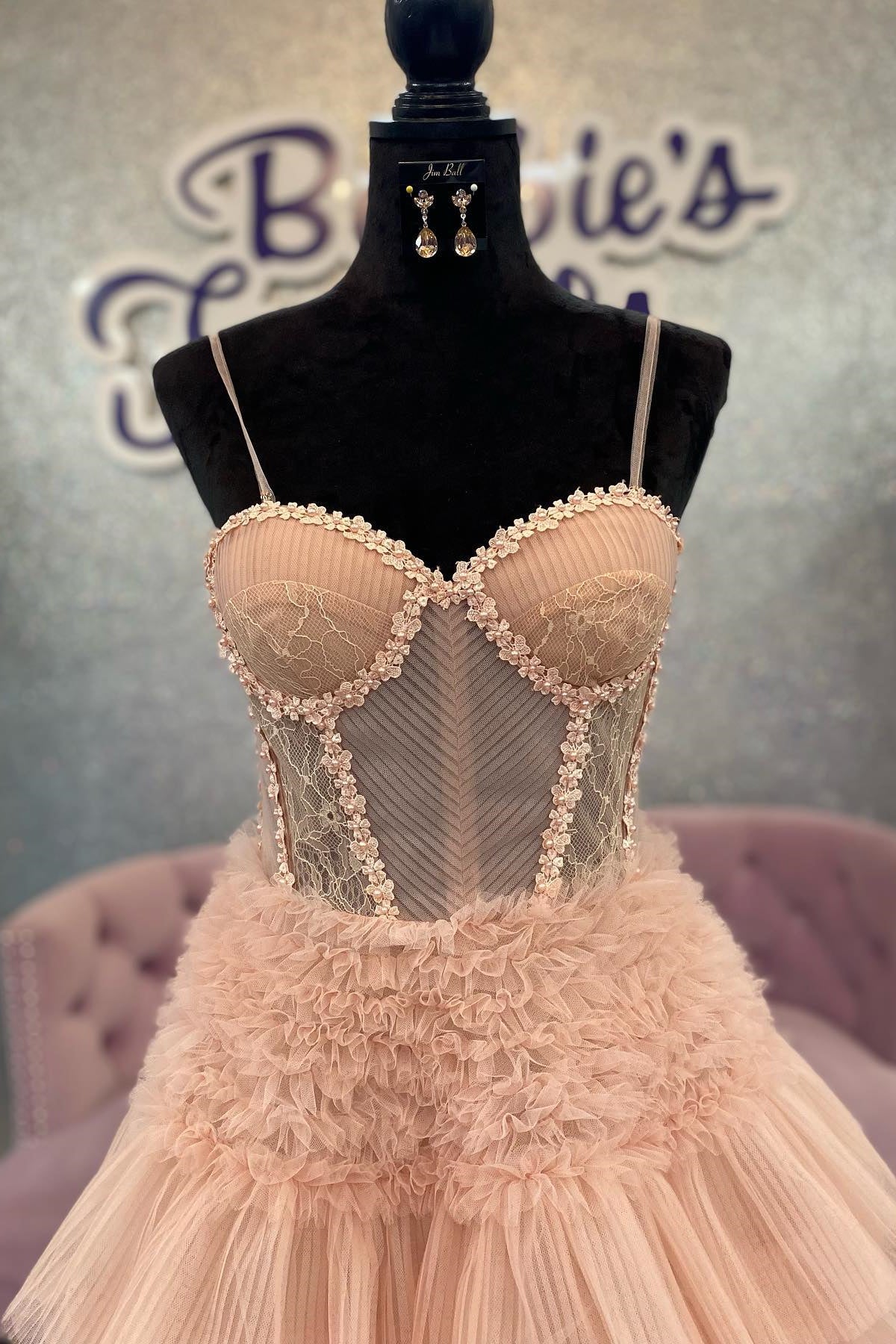  Averi | Blushing Pink Tulle Ruffle Layers Lace-Up Back A-Line Prom Dress - Prom Dress - DYAVOR® 