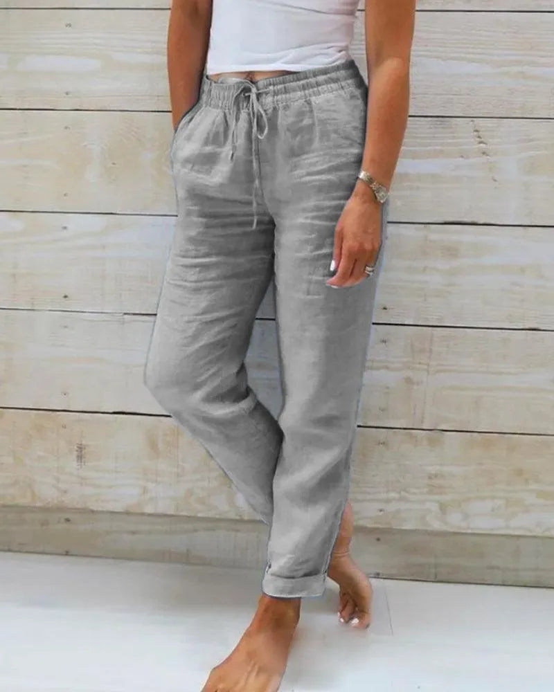  Linen Pants Ladies - Relaxed Style - Breathable Material - Ideal for Home and Informal Outing - 05/112024 1 - DYAVOR® 