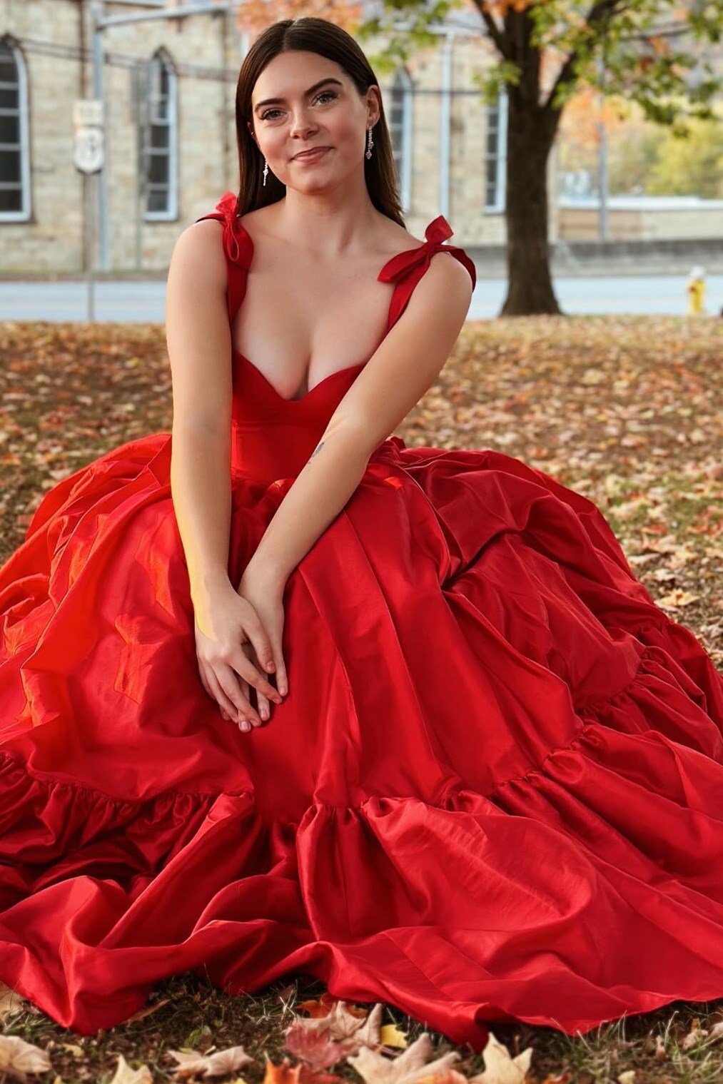  Kamilah| Red Sweetheart Bow Strap A-Line Long Prom Dress - Prom Dress - DYAVOR® 