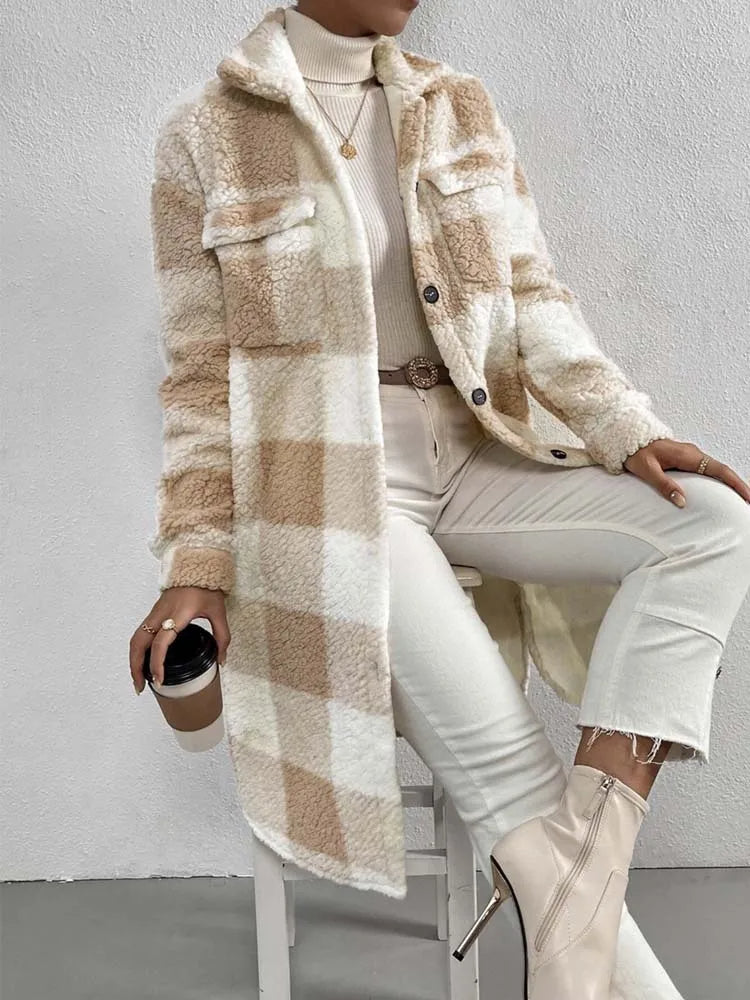  Valeria - Stylish plaid teddy coat - 07/112024 2 - DYAVOR® 