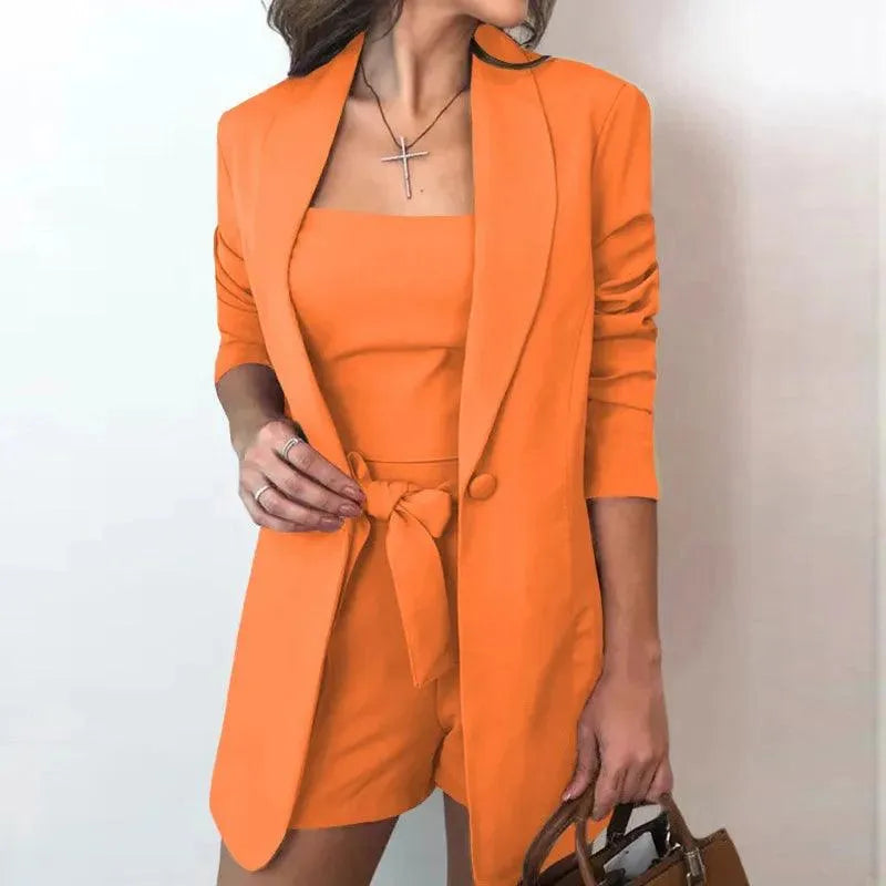  Blazer and Shorts Set - Elegant Summer Style - Comfortable Cotton - Perfect for Casual and Formal Occasions -  - DYAVOR® 