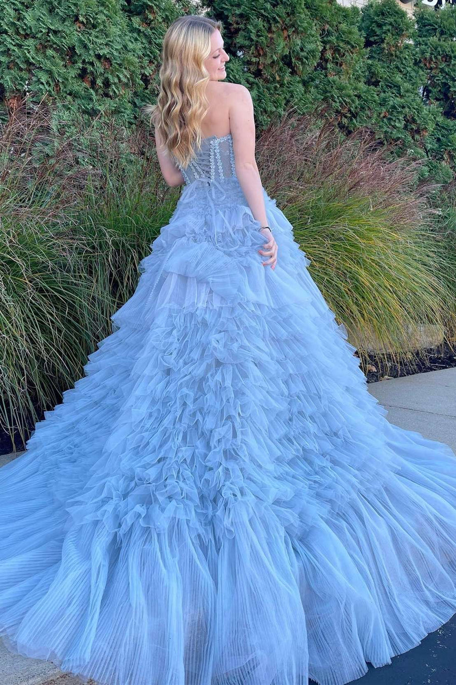  Jazlyn |Princess A-line Strapless Tiered Tulle Prom Dress - Prom Dress - DYAVOR® 