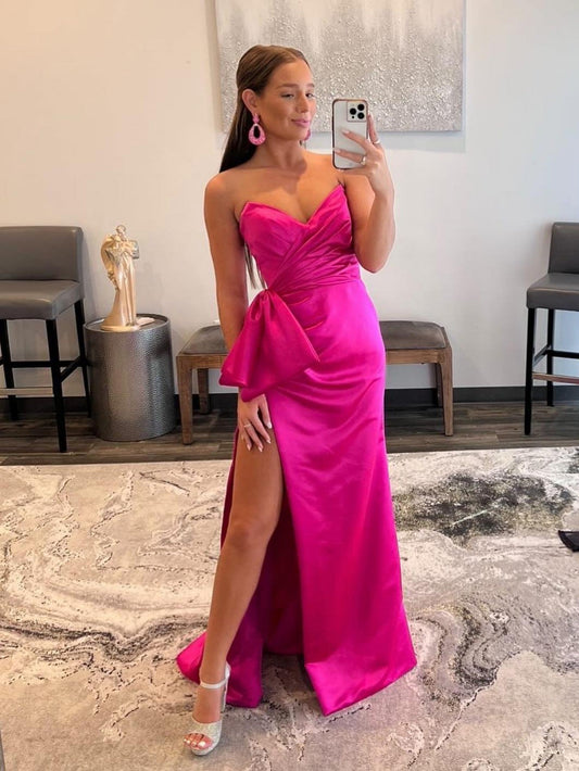  Bexley |Mermaid Strapless Long Satin Prom Dress with bow tie - Prom Dress - DYAVOR® 