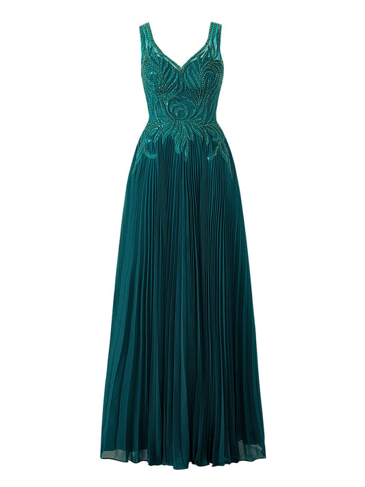  Abigail Dark Green | A-line V-neck Chiffon Prom Dress - Prom Dresses - DYAVOR® 