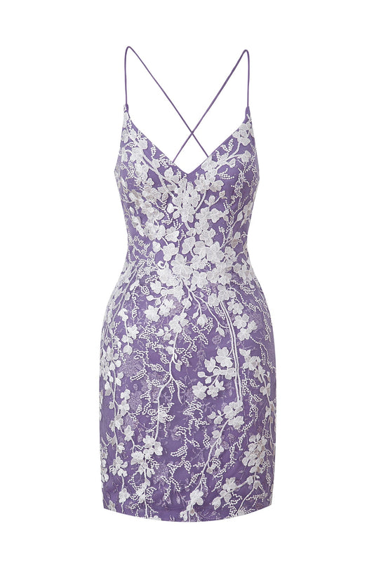  Savannah | Sheath Short Spaghetti Straps Lace Homecoming Dress - Cocktail Dress - DYAVOR® 