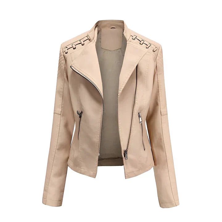  Arline - pu leather jacket with zipper -  - DYAVOR® 