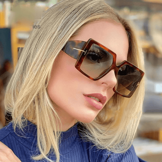 Classic Oversized Square Sunglasses  Leopard Sun Glasses Female Gradient Vintage