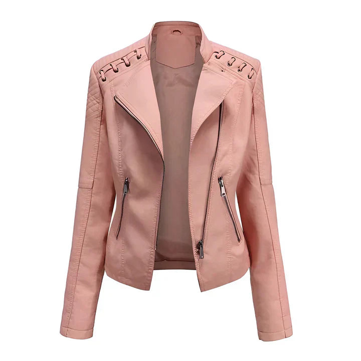  Arline - pu leather jacket with zipper -  - DYAVOR® 