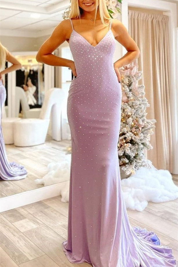  Mermaid Tie Back Light Blue Long Prom Dress - Prom Dresses - DYAVOR® 