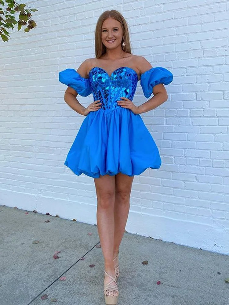  Aria | A Line Off the Shoulder Short Homecoming Dress - Homecoming Dress - DYAVOR® 