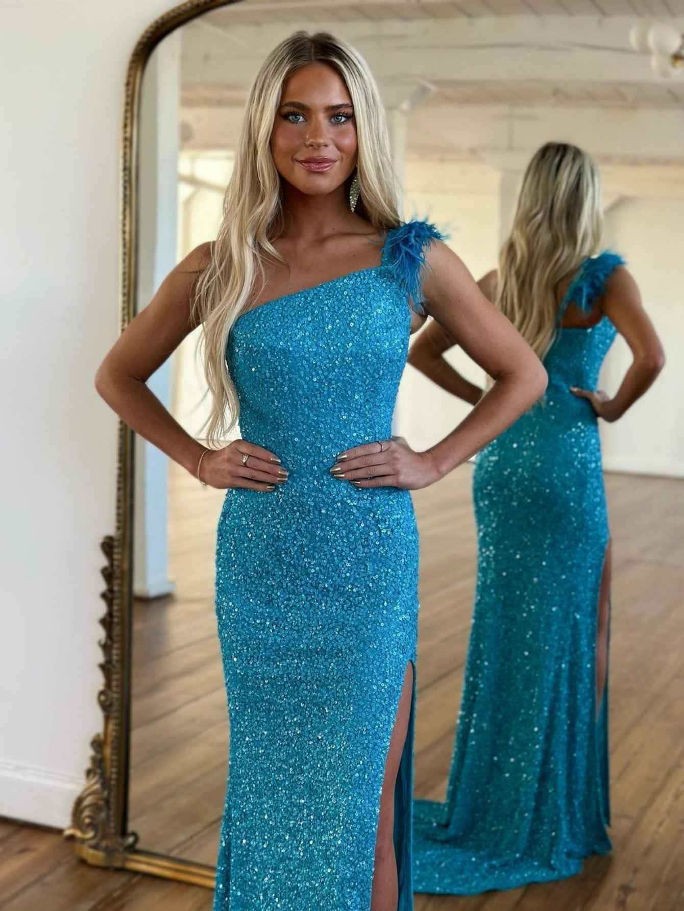  Milani |Mermaid One Shoulder Sequins Prom Dress With Slit - Prom Dress - DYAVOR® 