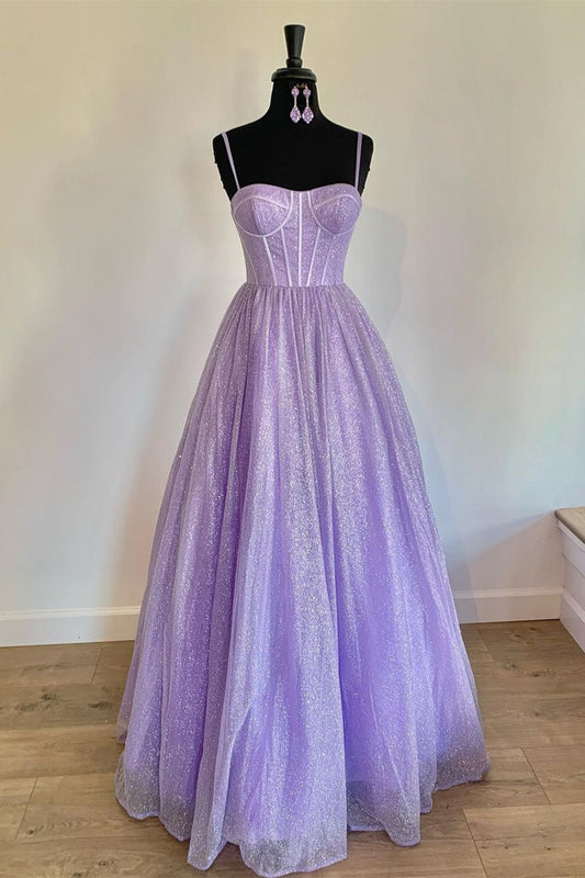  Justice | A-Line Lavender Straps Long Formal Dress - Prom Dress - DYAVOR® 