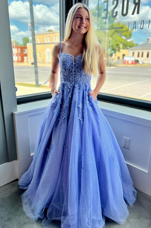  Rosalia | A-Line Spaghetti Strap Tulle Lace Prom Dress with Pockets - Prom Dress - DYAVOR® 