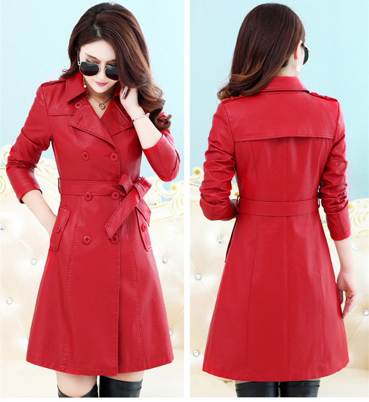  Leather Trench Coat Slim Fit - Coats & Jackets - DYAVOR® 