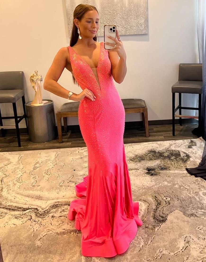  Alma |Mermaid V-neck Beaded Mermaid Prom Dress - Prom Dress - DYAVOR® 