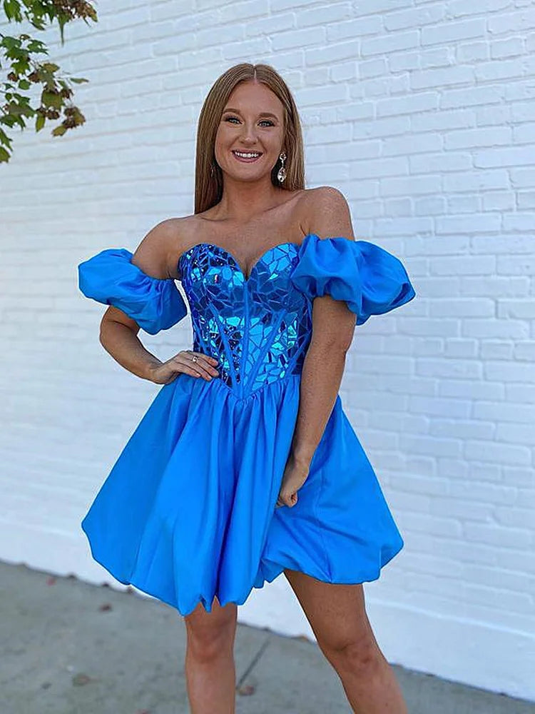  Aria | A Line Off the Shoulder Short Homecoming Dress - Homecoming Dress - DYAVOR® 