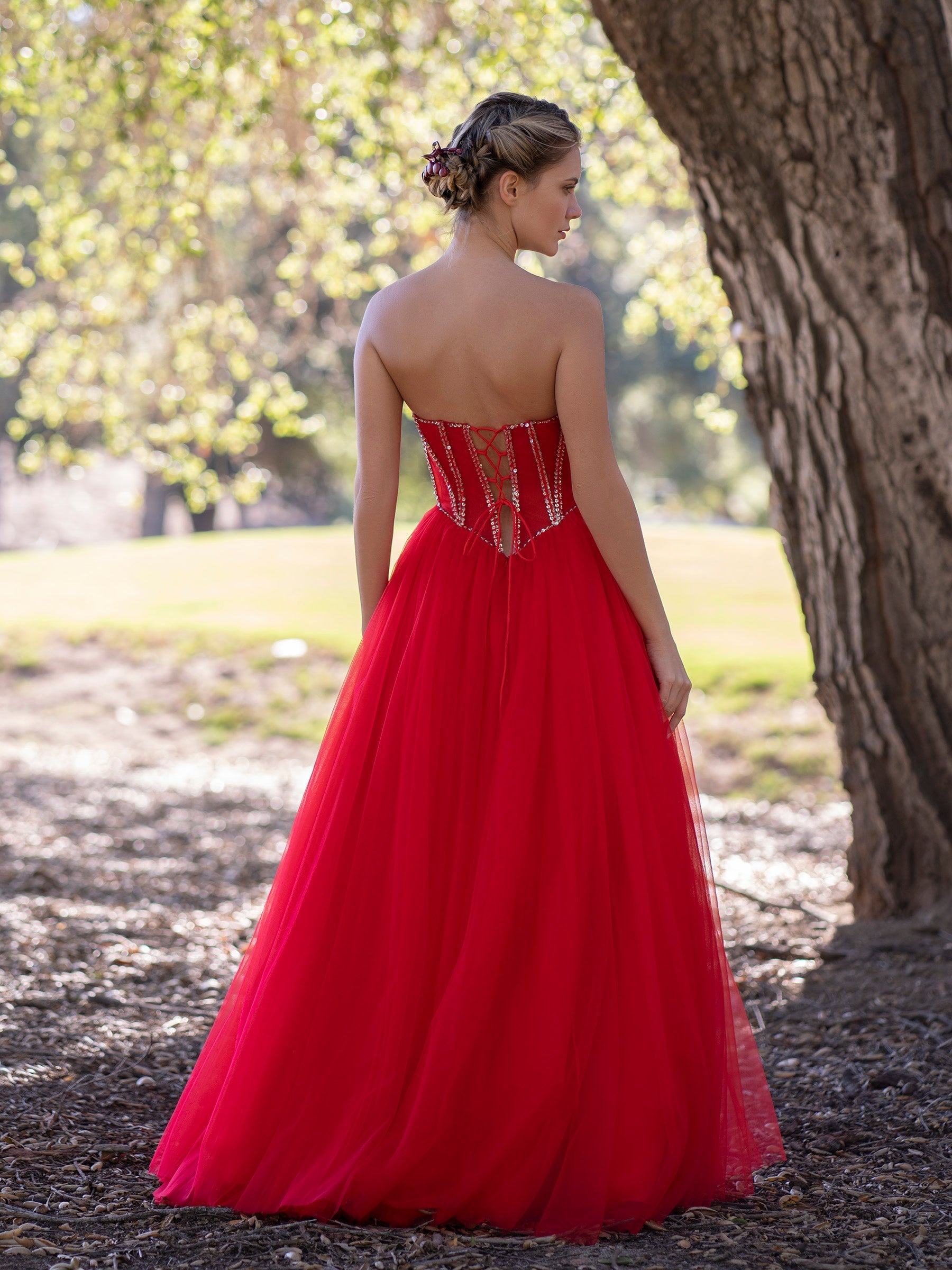  A-Line Strapless Red Prom Dress with Beadings - Prom Dresses - DYAVOR® 