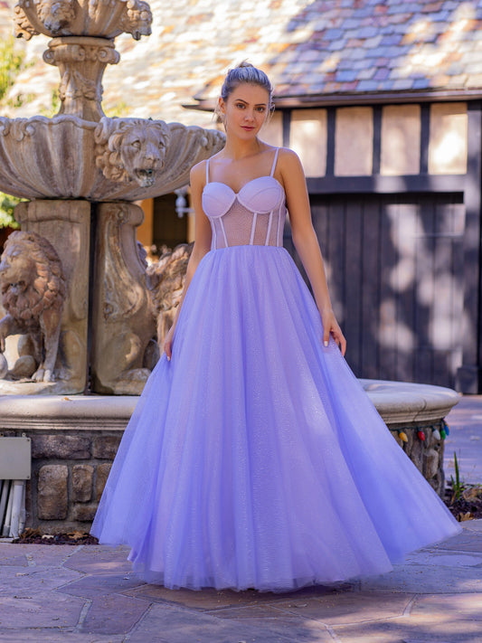  Spaghetti Straps Corset Floor Length Tulle Prom Dress - Prom Dresses - DYAVOR® 