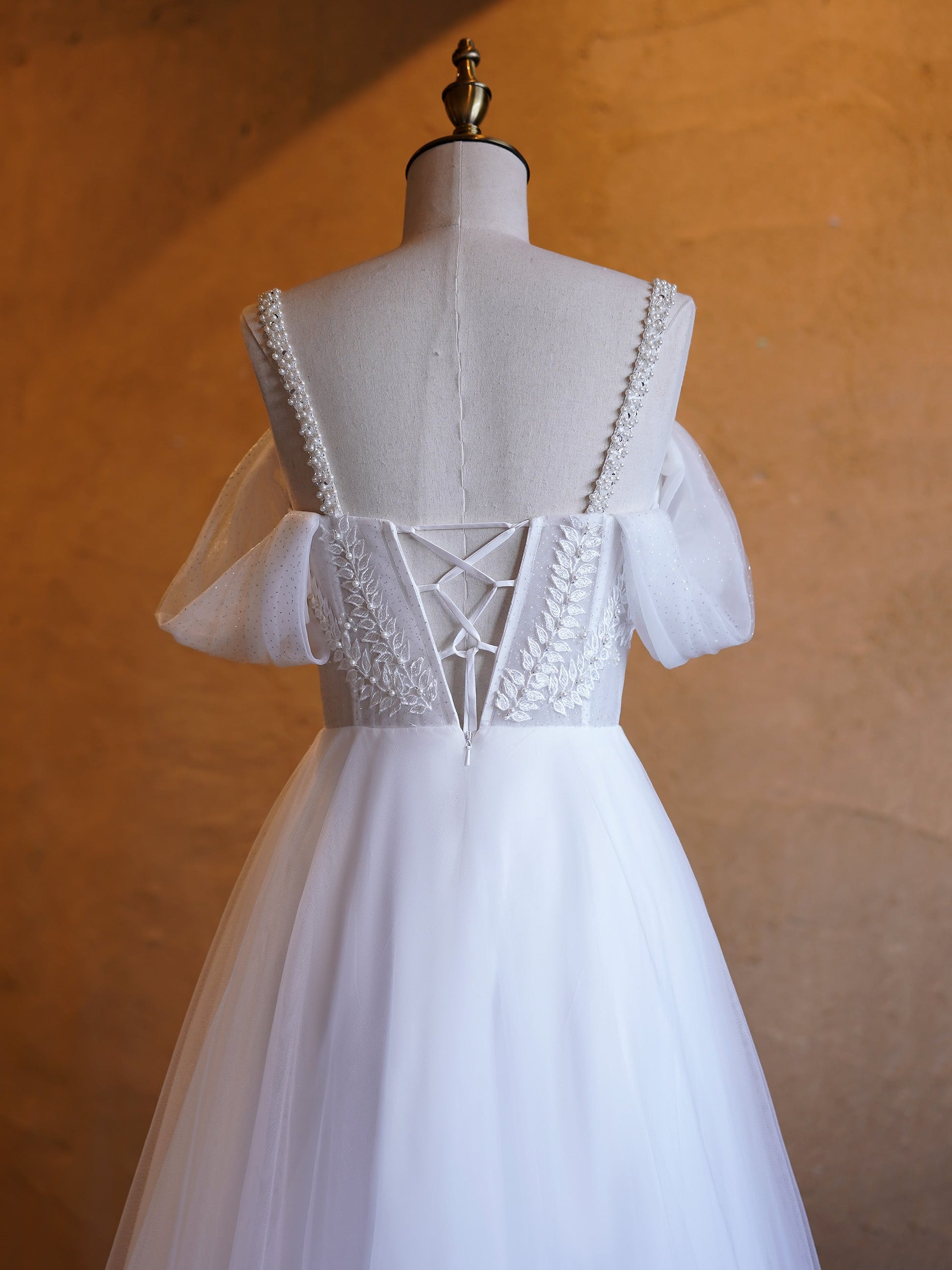  V-neck Pearl Embellished Floor Length Prom Dresses - Prom Dresses - DYAVOR® 